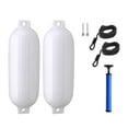 thumbnail image 2 of koolsoo 2 Pieces Boat Fenders 4.5'' x16'' with Rope and Inflator Pump Anti Collision for White, 2 of 9
