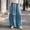 Blue, variant on KLHDSF Women's Baggy Wide Leg Pants Casual Drawstring Harem Pants Bohemian Trousers with Big Pockets Green L