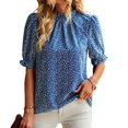 thumbnail image 2 of Blusa con estampado floral,Blusa de mujer con estampado floral y manga abullonada, blusa con cuello alto, multifuncional, 2 of 6