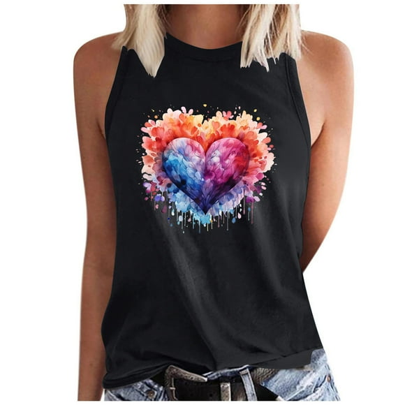 COM1950s Women's Summer Clothes, Women's Sleeveless Summer Sexy Casual Regular Round Neck Printing Sleeveless, Women Summer Clothes, Women's Summer Blouses