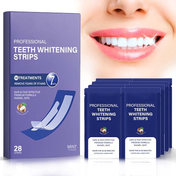 Teeth Whitening Strips, Non-Sensitive Teeth Whitening Kit, Teeth Whitener Fast Stain Removal for Coffee Drinkers & Smokers