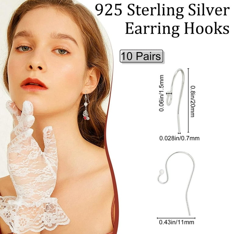 925 Sterling Mixed Earring Hooks 100 Pcs/50 Pairs,40pcs/20 Pair Ear Wires  Fish Hooks, Hypo-allergenic Jewelry Findings Parts With 100/40 Pcs Clear  Sil