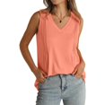 thumbnail image 2 of MESSUEN Sleeveless Tops Women Tank Tops Loose Fit V-neck Raglan Pleated Tank Tops for Women 2024 Loose Fit V Neck Tops Flowy Blouses for Women Casual Basics Womens Tank Tops Pink L, 2 of 5