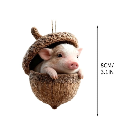 Partheme Forests Animal Acorn Ornaments, Forests Christmas Ornaments, Pine Cone Animal Decoration, 2D Acrylic Animal Christmas Tree Pendant for Home Decor , B