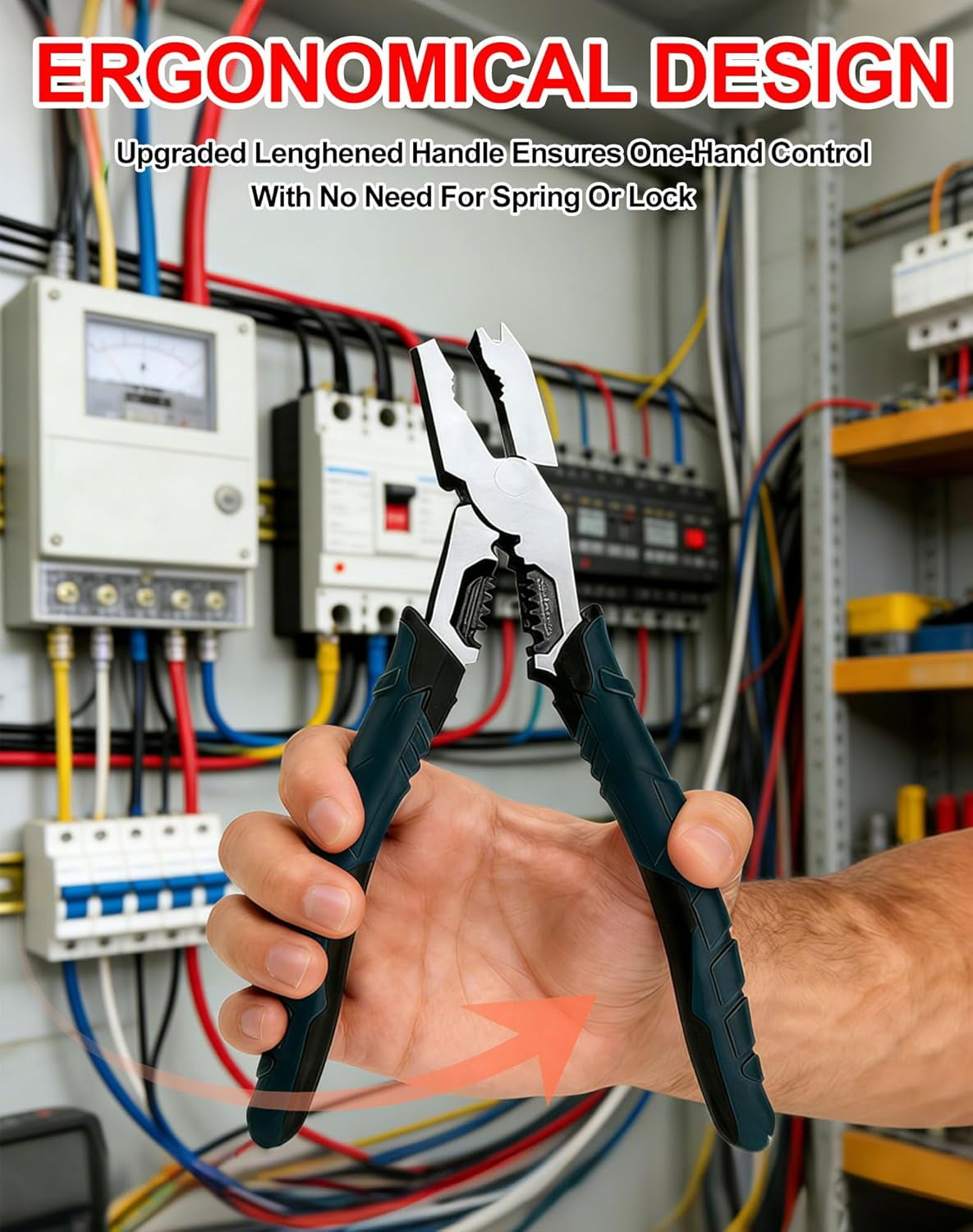 Industrial-Grade Multi-Function Cutting Pliers - 9-in-1 Compound Action Pliers with Wire Cutter, Stripper, Crimper & Nail Puller