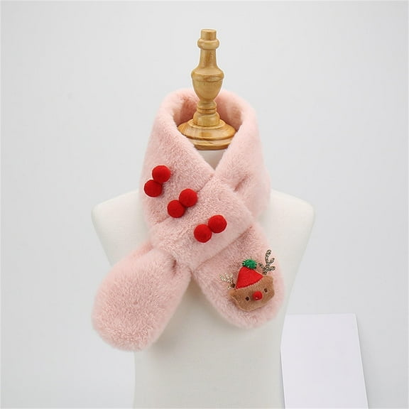 Fur Collar Scarf Faux Fur Scarves Neck Shrug Boys' and Girls' Plush Scarf Christmas Fall Winter Season Cute Thickened Warm Scarf (Ages 1-15)
