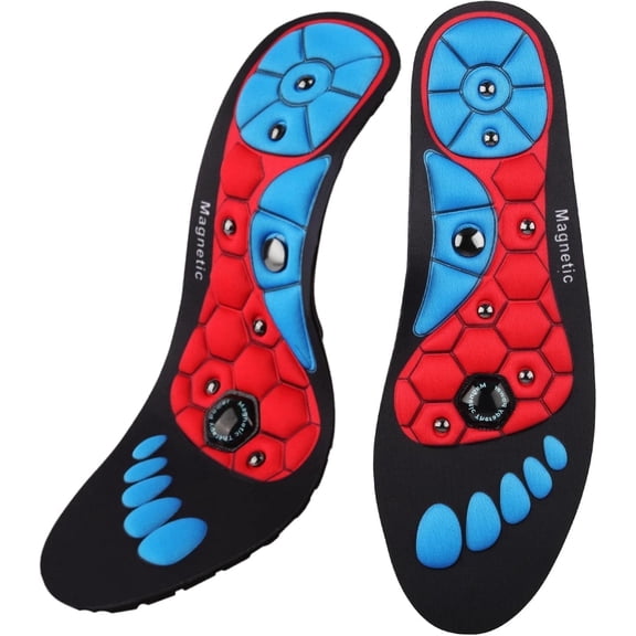 ​​​​JAYWAYNE Magnetic Insoles for Men & Women — Arch Support Shoe Inserts, Acupressure Foot Pain Relief Orthotics(Red, L)​