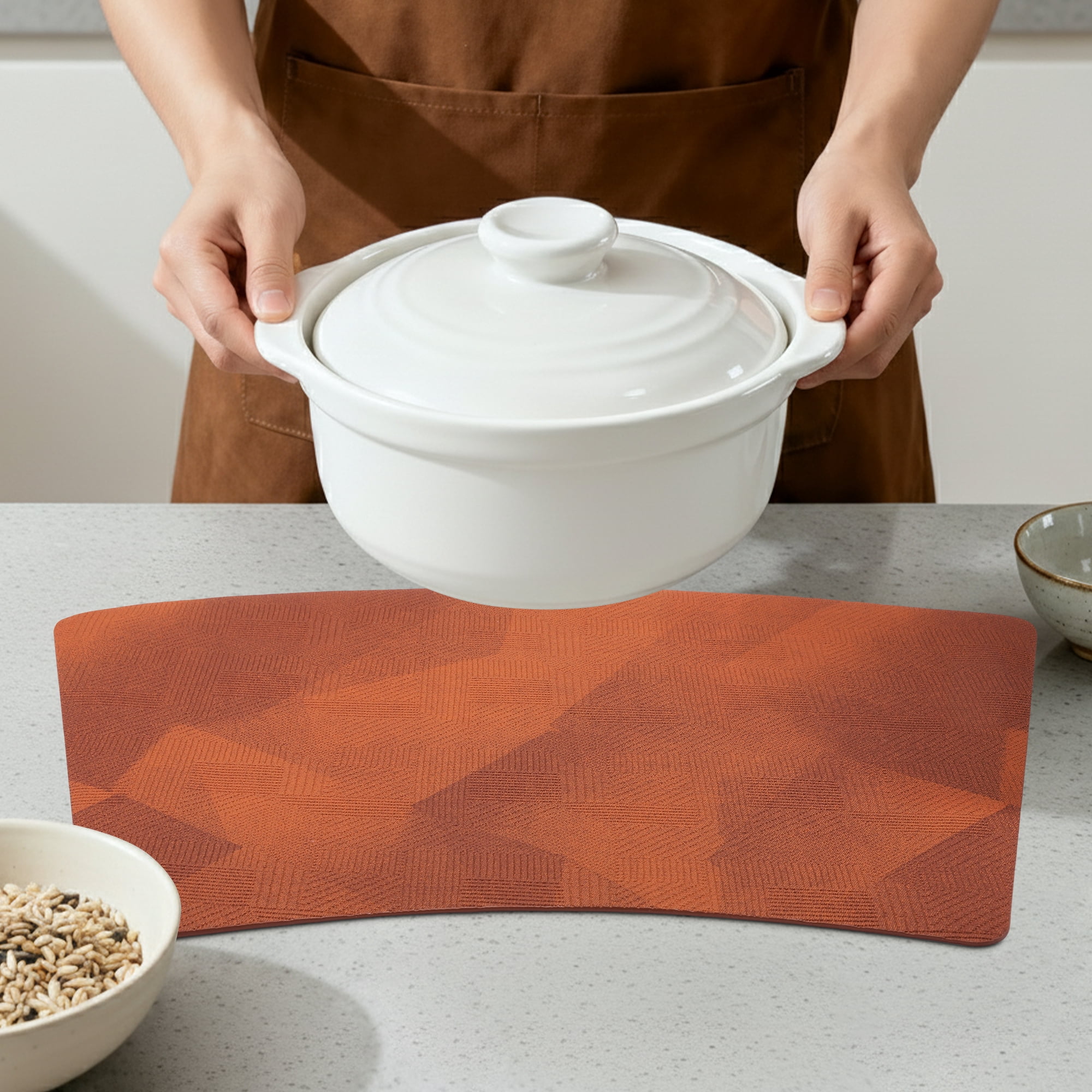 Unique Bargains 4pcs Wedge Placemats Caramel Brown 17.7"x11.8"