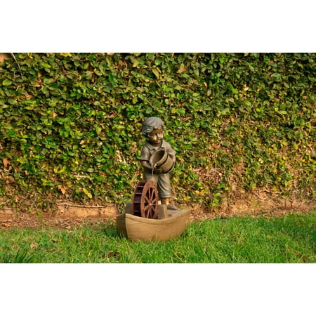 - Alpine Boy with Bucket Boat Fountain, 24 Inch Tall