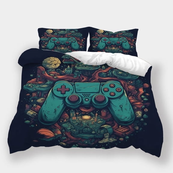 Comforter Cover Set Gamepad Printd Bedspreads Fashion Bedding Set Bed Gift for Kids Adult,Queen (90"x90")