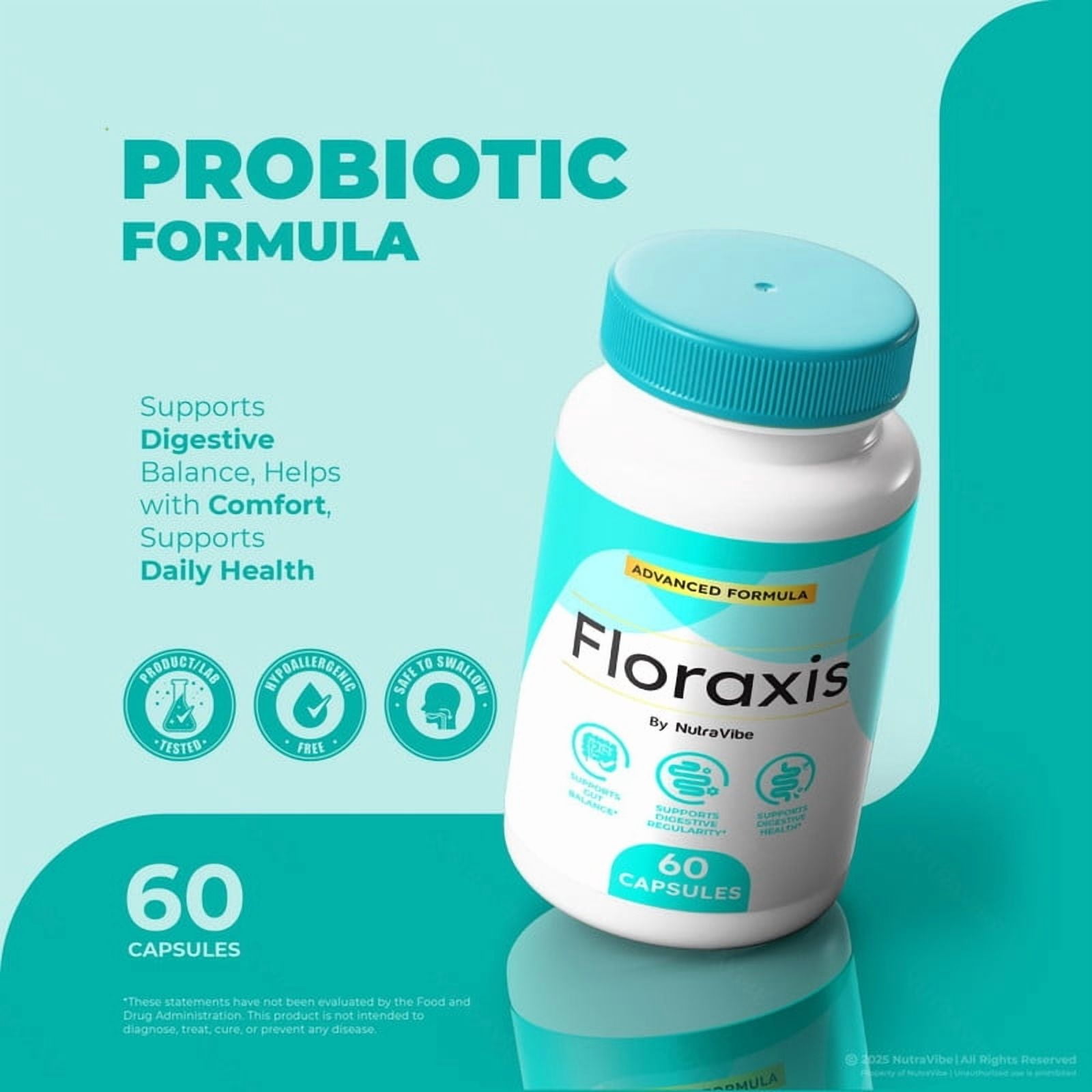 (2 Pack) Floraxis Capsules – Gentle Gut & Digestive Support Formula for Balance & Wellness | Easy-to-Take Capsules (120 Capsules)