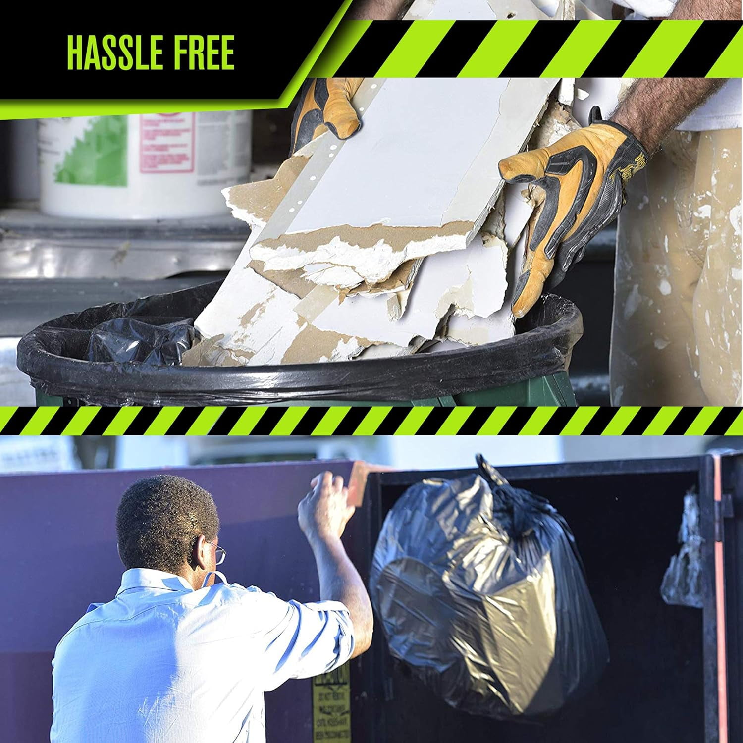 Heavy Duty 56 Gallon Trash Bags - (Huge 100 pack/w Flap Ties) - 2.0 MIL (Equivalent) 43" x 46" Star Sealed Bottom Thick Garbage Bags for Contractors, Lawn, Leaf, Yard Waste, Commercial Kitchen