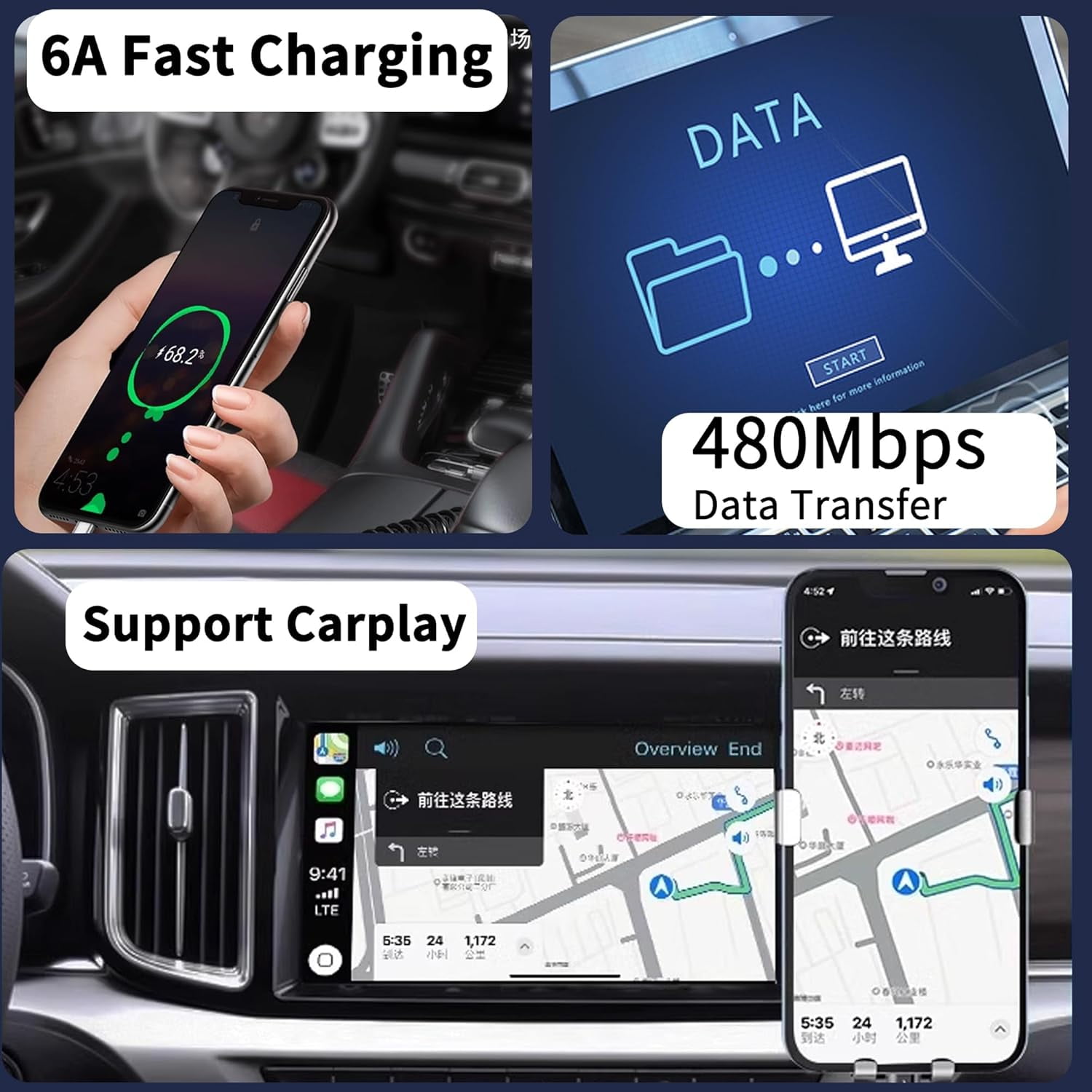 RGHJAR-Right Angle Coiled USB to Type C Cable, Upgrade USB Blind Plug, 90Degree USB C Retractable 6A Fast Charging Cord, Charge and Sync for Car, Phone 15/16,S23/S22/S21,Carplay-4.9Ft
