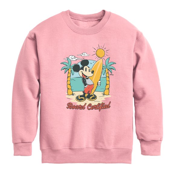 Disney - Board Certified Mickey - Youth Boys Crew Fleece Sweatshirt