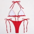 thumbnail image 3 of Neinkie Women Two Piece Heart Ring Linked Bikini Set Lace Up Tie Halter Swimsuit, 3 of 7