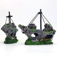 thumbnail image 4 of Aquarium Decoration, Fish Tank Ornaments Shipwreck Decor Sunken Ship for Freshwater Saltwater Tanks 14.5*12*5.5cm, 4 of 5