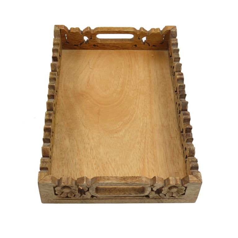 Wooden Square Nested Serving Trays Large 5 Piece Set