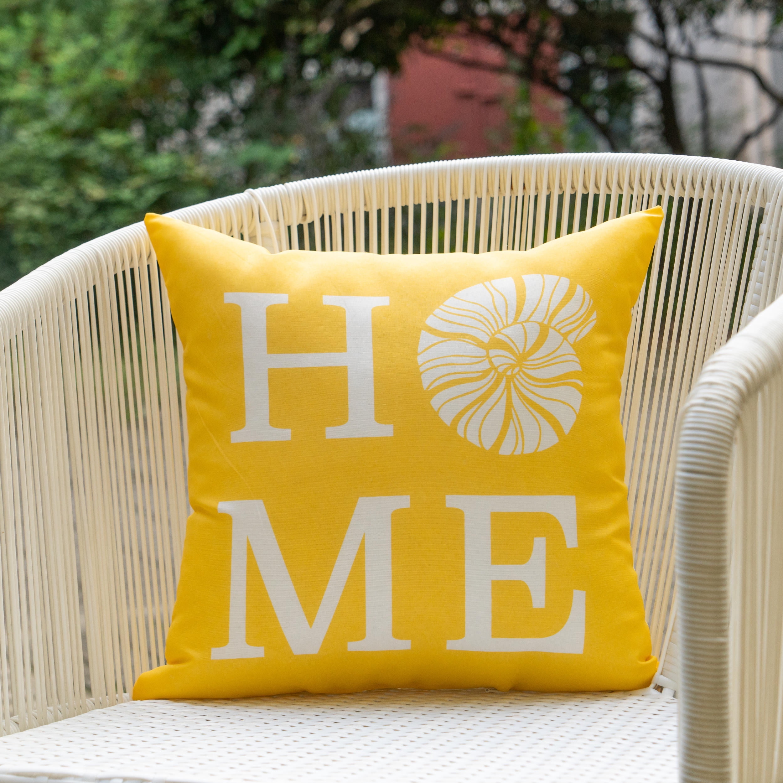 Mainstays Coastal Yellow Home Reversible Outdoor Throw Pillow 16 Inch Multicolour Novelty