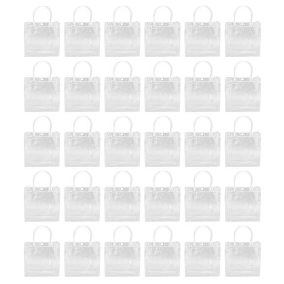 YAHHU 30‑Pack Clear PVC Gift Bags with Handles – Reusable 20×20×8 cm Tote Bags for Party, Wedding, Retail & DIY Use