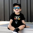 thumbnail image 3 of Olive Loves Apple 3rd Birthday Rocket Astronaut Themed T-Shirts with Moon Balloon and Planets for Boys and Girls Black Shirt 5-6, 3 of 6