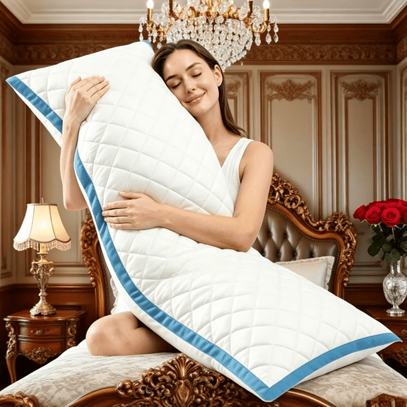 Oaskys Shredded Foam Full Body Pillow for Adults Pregnancy and Side Sleeping, 2-Compartment Side Sleeper Support Cushion with Removable Washable Cover