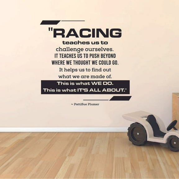Racing Teaches Us Marathon Running Motivation Quote Wall Sticker Art Decal for Girls Boys Room Bedroom Gym Studio Garage House Fun Home Decor Stickers Wall Art Vinyl Decoration Size (20x20 inch)