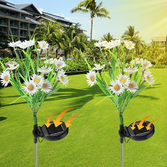 JahyShow 2 Pack  LED Solar Flower Lights Outdoor Garden Stake Landscape Decor Lamp