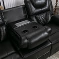 thumbnail image 5 of 3 Pieces Manual Recliner Sofa Sets, a Single Sofa, a Loveseat and a 3-seater Sofa with Center Console and Hide-Away Storage, Faux Leather Home Theater Seat with LED Light for Living Room, Black, 5 of 7