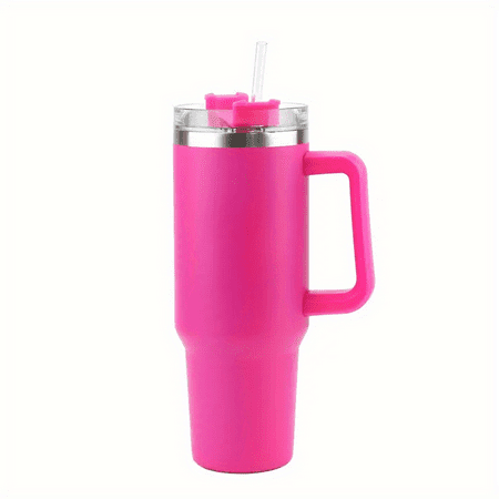 

1pc 40 OZ Collection Insulated Reusable Double Wall Stainless Steel Water Bottle Travel Mug - Cups & Mugs with Handle Straw Lid for Hot and Iced Drinks Gifts for Women and Men Handy for Ice and H