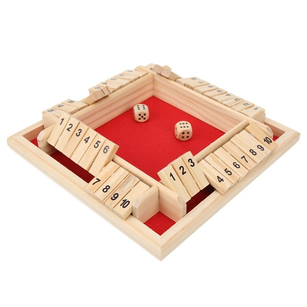 Juego Shut The Box Ecomeon para 4 Jugadores con Dados de Madera Color Franela Roja