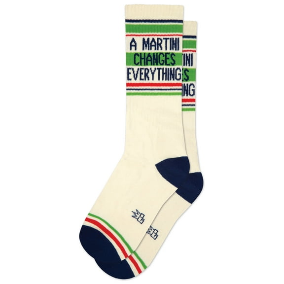 A Martini Changes Everything, Novelty Gift Socks For Men, Women and Teens, Funny Cool Gym Crew Socks ( Made in the USA )