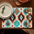 thumbnail image 5 of Retro Boho Chic Placemats Set of 4, 12x18 Inch Flax Table Mats, Washable Ethnic Tribal Decor for Rustic Farmhouse Kitchen and Vintage Style Dining Room or Nordic Interiors, 5 of 6