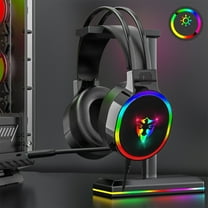 PPgejGEK RGB Gaming Headset with Mic Over-Ear Headphones Surround Sound Game Movie Music Headphones