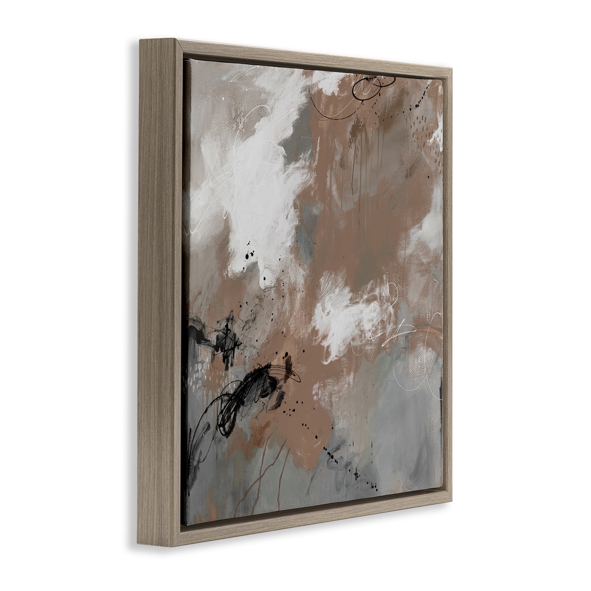 Stupell Industries Brown & Grey Brushwork Brown Framed Floater Canvas Wall Art, design by Ruth Fromstein