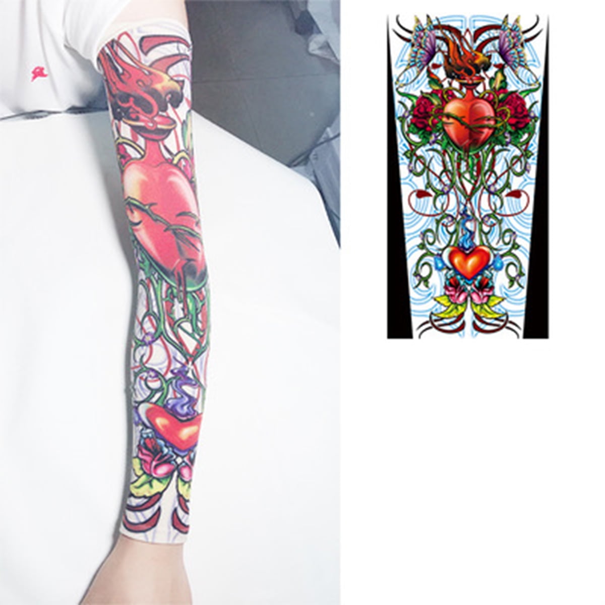 Stretchy Nylon Fake Temporary Tattoo Sleeves Body Art Arm Stockings Slip  Accessories Halloween Tattoo Soft for Men Women 