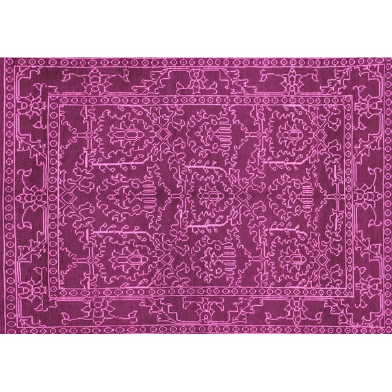 Ahgly Company Indoor Rectangle Oriental Pink Modern Area Rugs, 2' x 4'