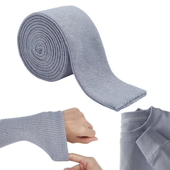 1pc Cotton Ribbing Fabric for Cuffs Waistbands Neckline Collar Trim Knitted Hem Gray 60mm 2 yards/pc