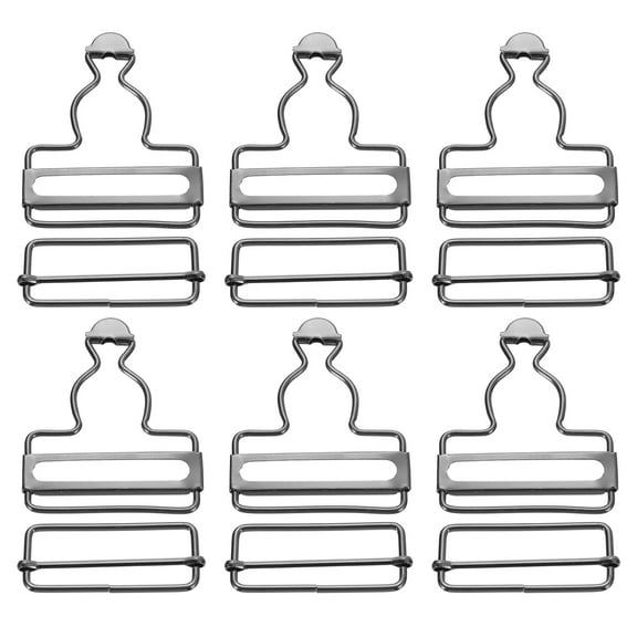 Uxcell Overall Buckles, 6 Sets Metal Suspender Replacement Buckles 45mm, Black