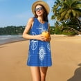 thumbnail image 3 of Naloa Compass Print Women's Summer Spring Casual Beach Sundress,Vacation Sleeveless Tank Crewneck Loose Dresses, 3 of 7