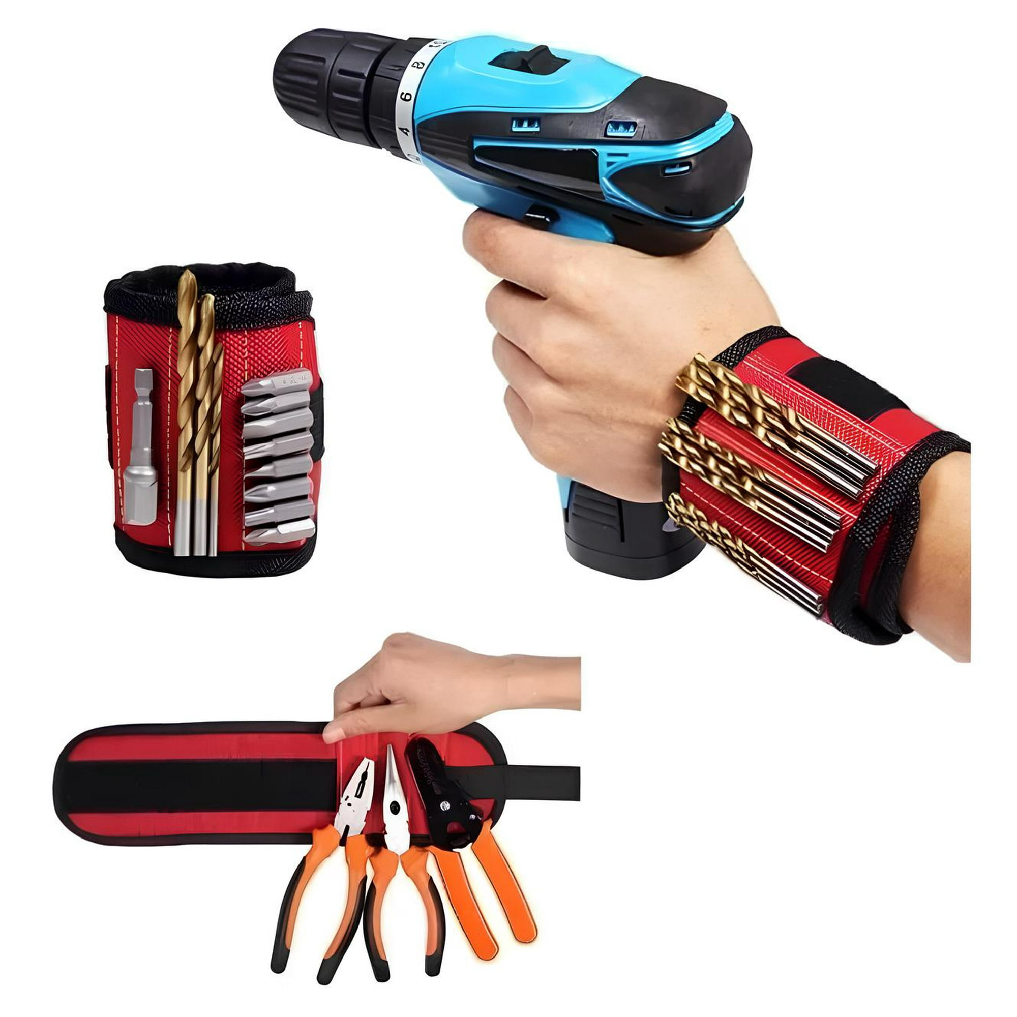 Pulsera Muñequera Magnética Sujeta Herramientas Tornillos