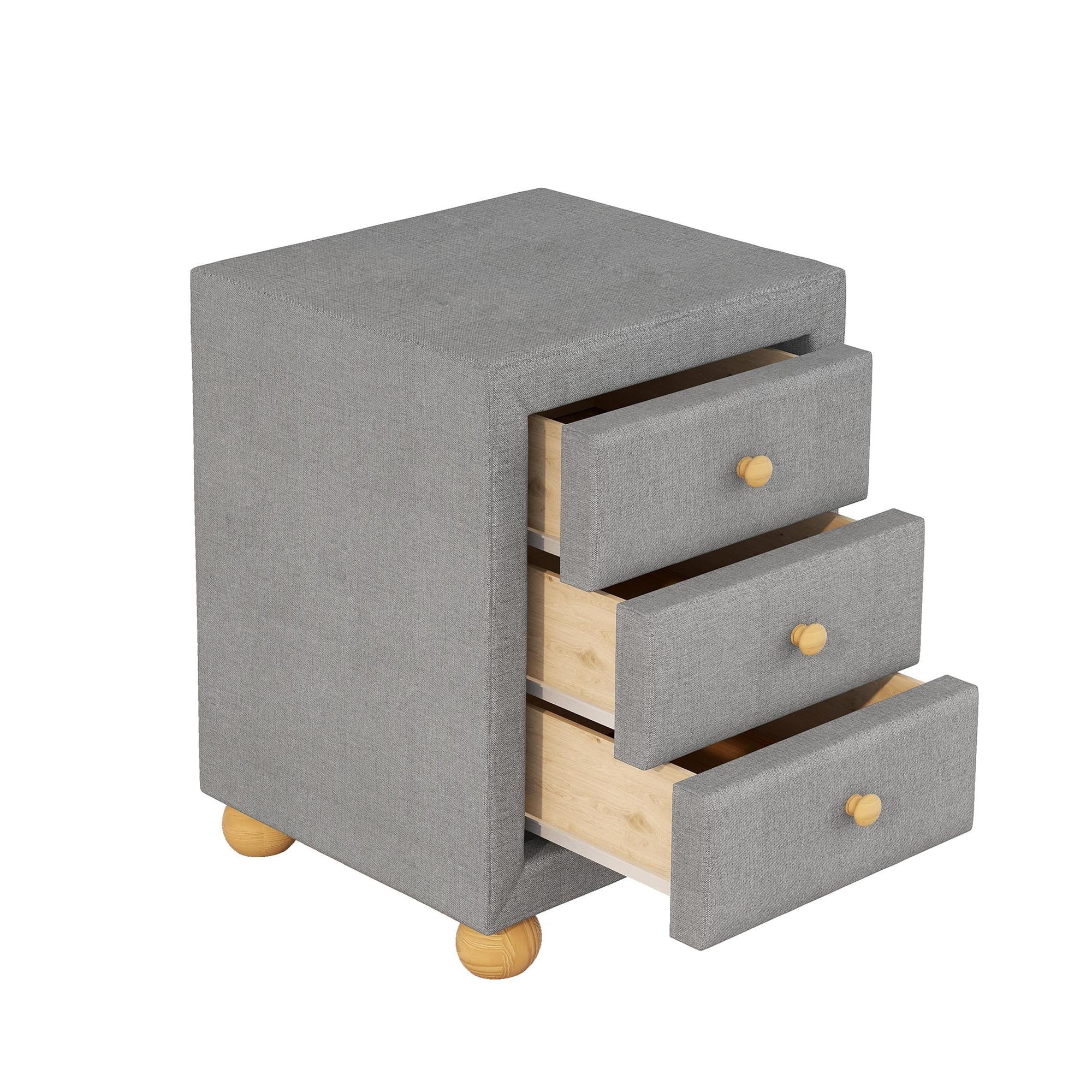 Paproos Nightstand with Drawers, Modern Upholstered Bedside Table for
