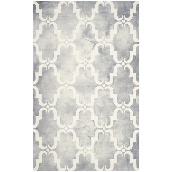 SAFAVIEH Dip Dye Talbot Overdyed Geometric Area Rug, Grey/Ivory, 5' x 8'