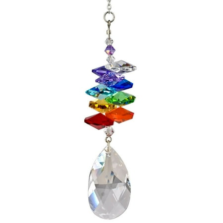 Woodstock Wind Chimes Woodstock Rainbow Makers Collection, Crystal Rainbow Cascade, 3.5'' Almond Crystal Suncatcher CCAL