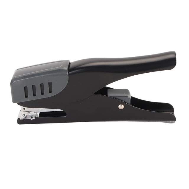 Grapadora de oficina ergonómica con capacidad para 20 hojas, grapadora de escritorio sin esfuerzo, grapadora de metal con almohadilla antideslizante para estudiantes, color negro