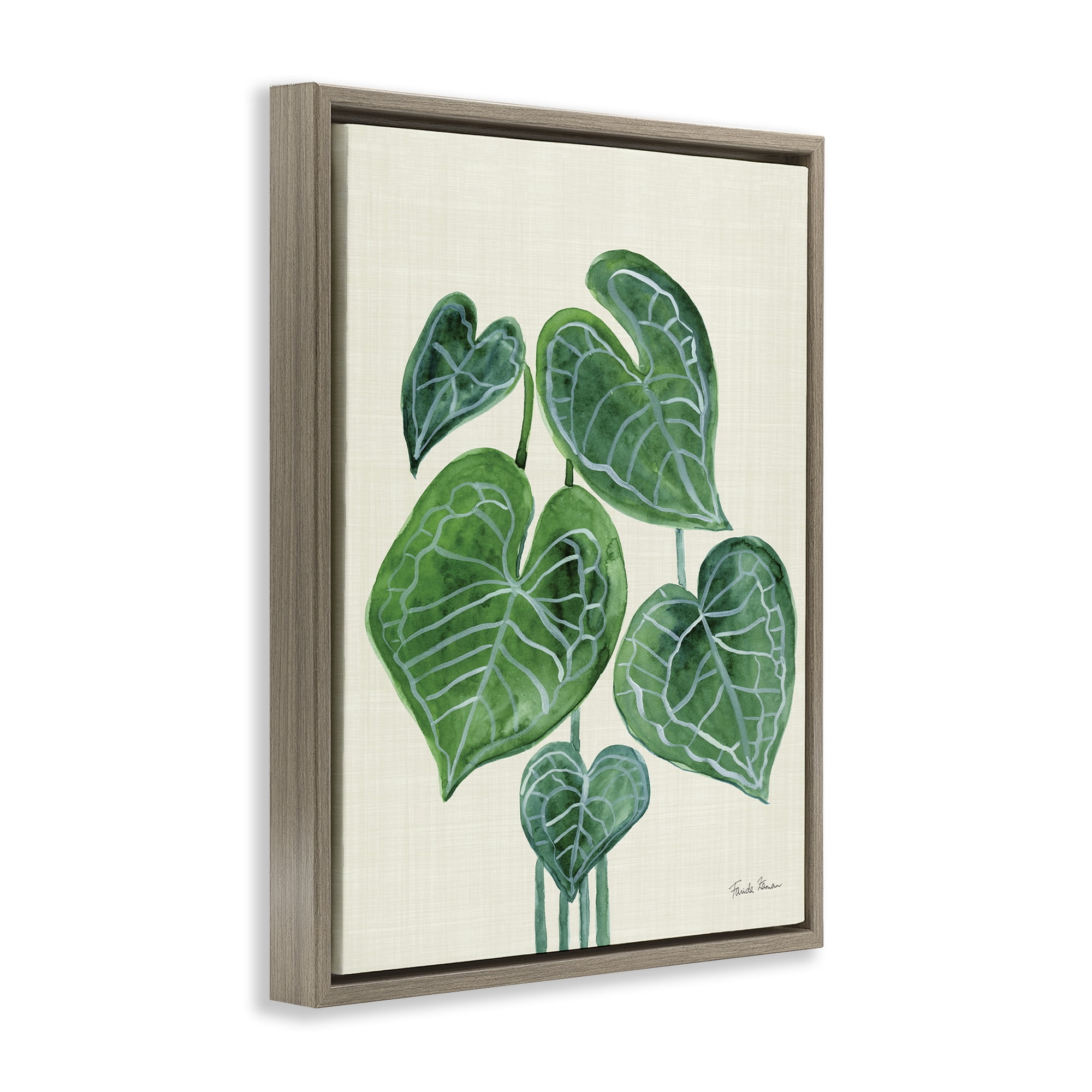 Stupell Industries Tropical Leaf Bundle Botanical & Floral Painting Brown Floater Framed Art Print Wall Art, 17 x 21