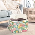 thumbnail image 3 of Yayeee Collapsible Storage Bin with Lid Fabric Closet Decorative Basket with Handles, Floral Pattern, 3 of 7