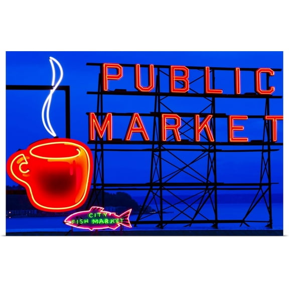 Great BIG Canvas | Rolled Bob Stefko Poster Print entitled Public Market Sign I