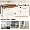 thumbnail image 6 of Costway Computer Desk Metal Frame Study Table Home Office Workstation w/2 Drawers Rustic, 6 of 10