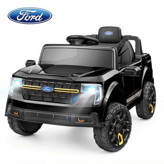 Funcid 24V Ride on Toys, Licensed Ford Maverick Lariat 4WD Ride on Cars with Remote Control for Kids 3-5 Aged, Single Seater Electric Car Pickup Truck with Bluetooth, Music & Large Trunk, Black