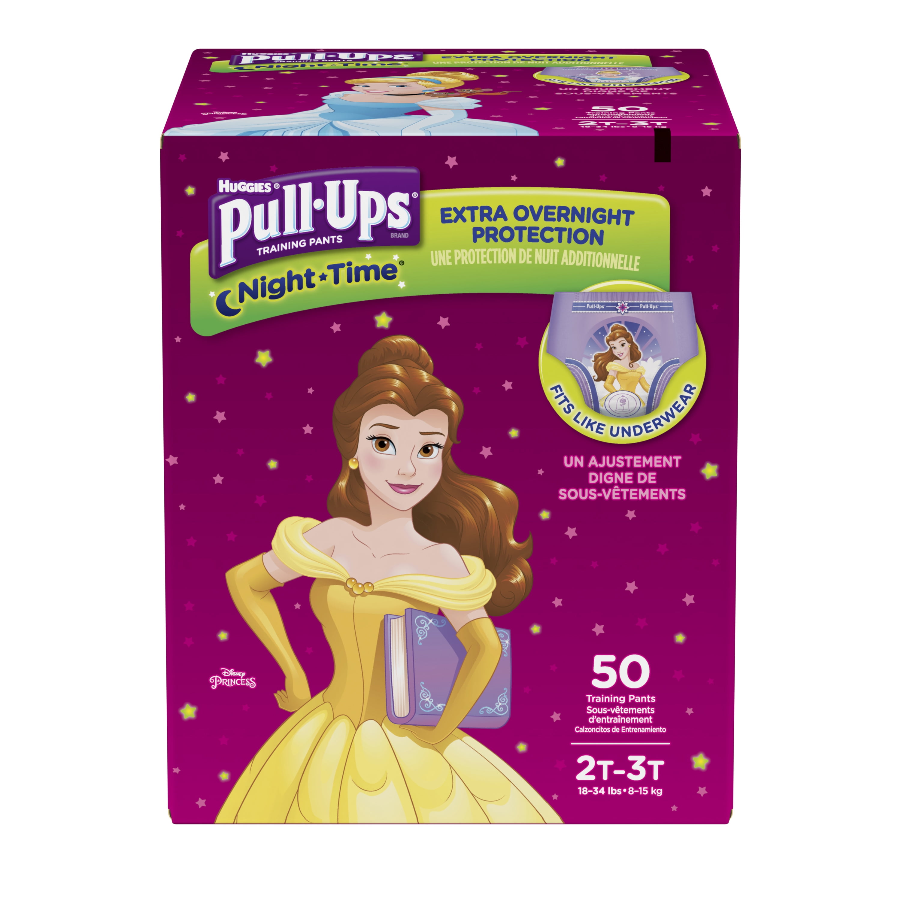 PullUps Girls' NightTime Training Pants, Size 2T3T, 50 Count